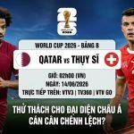Ảnh bìa nhận định trận đấu Qatar vs Thụy Sĩ tại bảng B World Cup 2026.